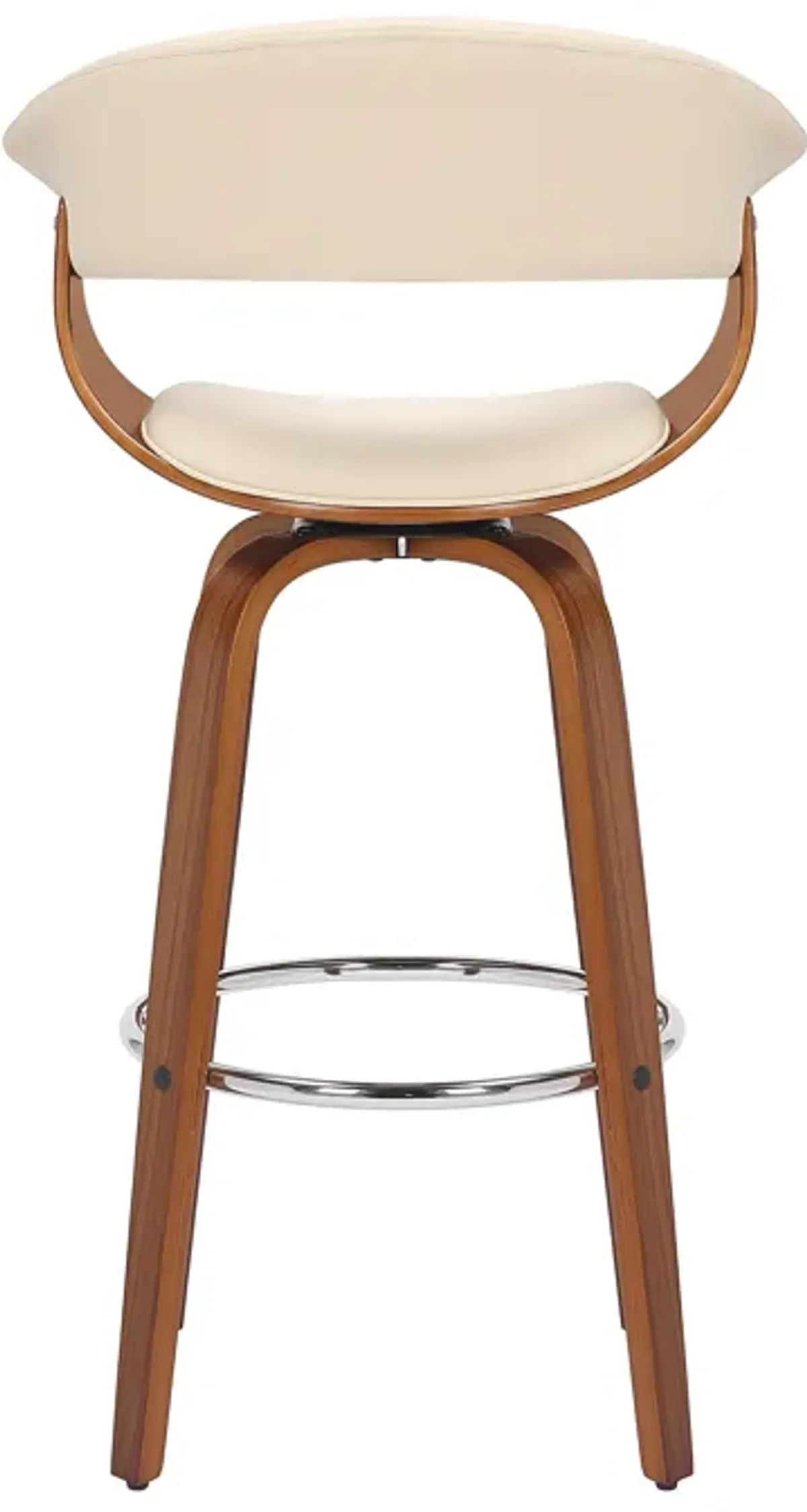 Julyssa 30" Bar Height Swivel Cream Faux Leather and Walnut Wood Bar Stool