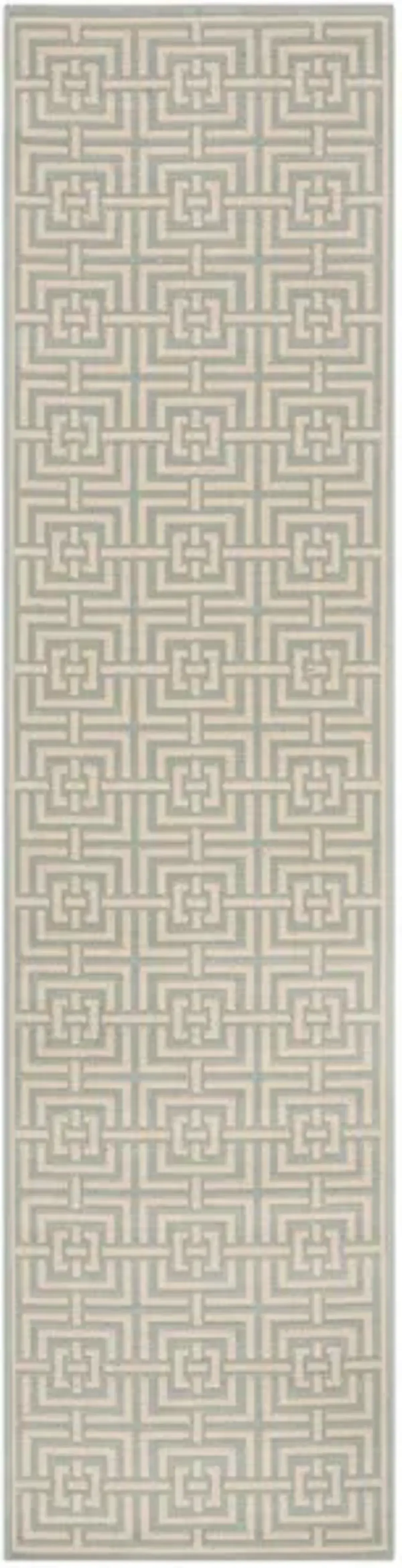 LINDEN 128 Collection LND128K-28 Aqua / Cream 2'-2" X 8'