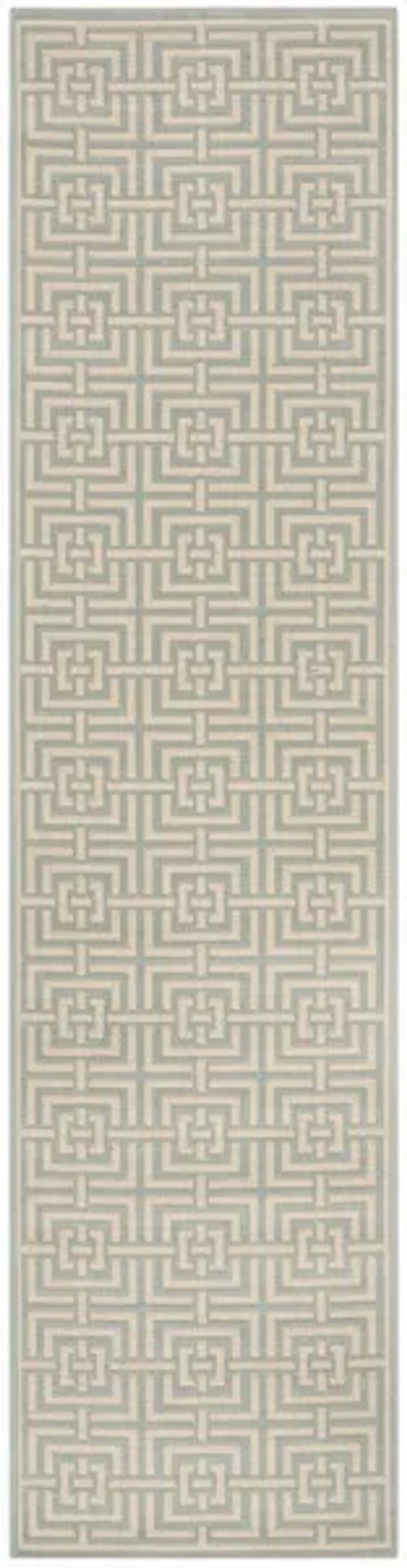 LINDEN 128 Collection LND128K-28 Aqua / Cream 2'-2" X 8'