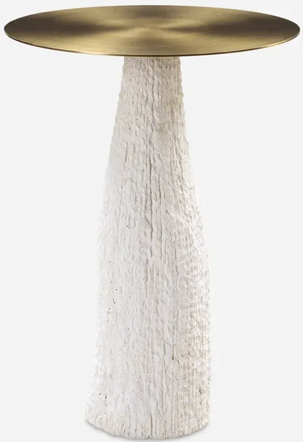 Hollen White Stone Accent Table