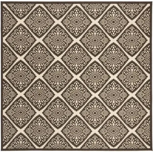 LINDEN 132 Collection LND132U-6SQ Creme / Brown 6'-7" X 6'-7" Square