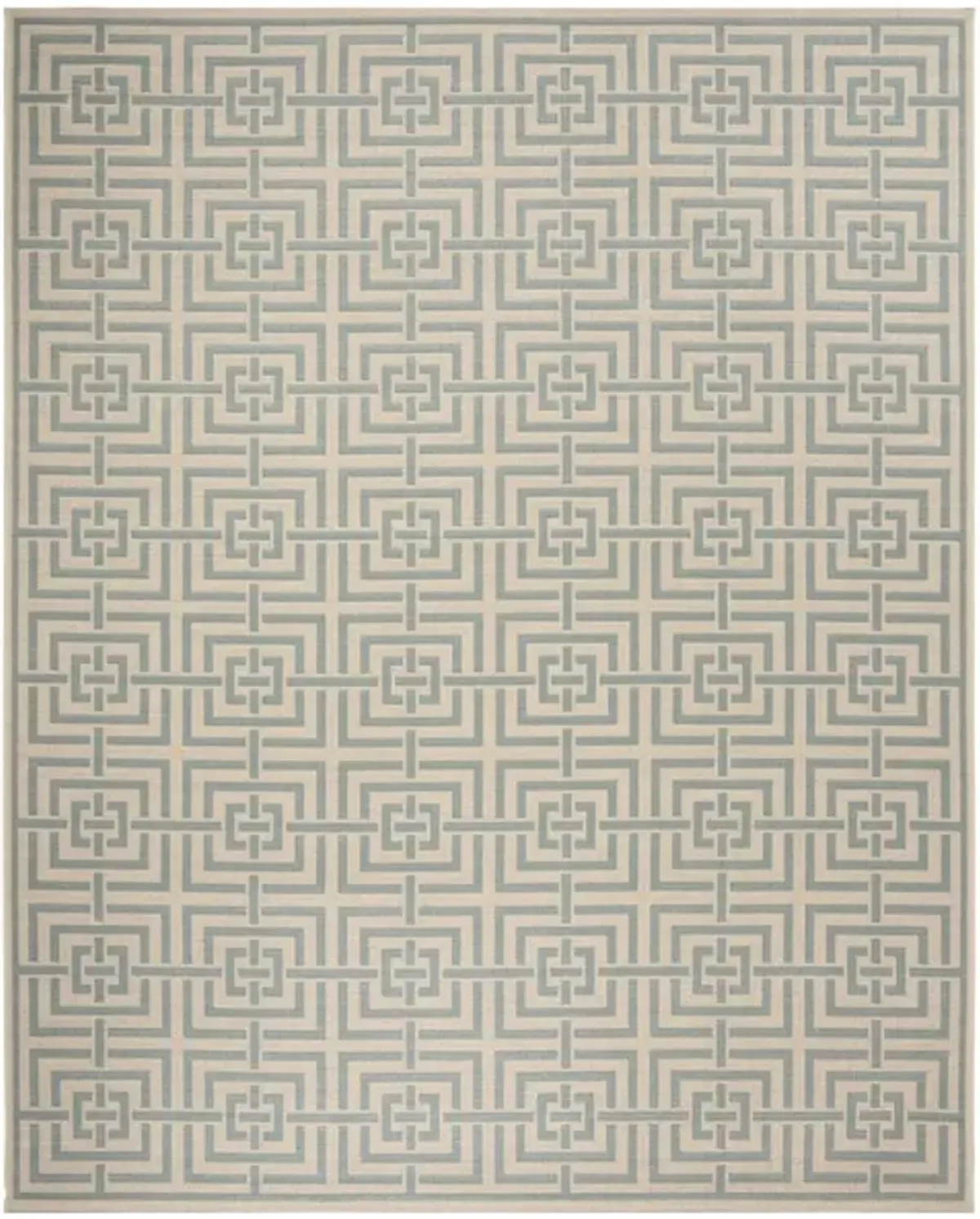 LINDEN 128 Collection LND128L-8 Cream / Aqua 8' X 10'