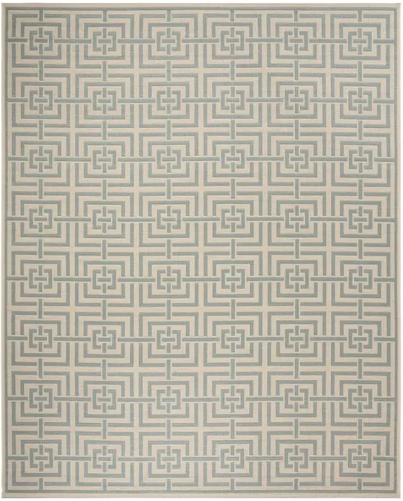 LINDEN 128 Collection LND128L-8 Cream / Aqua 8' X 10'