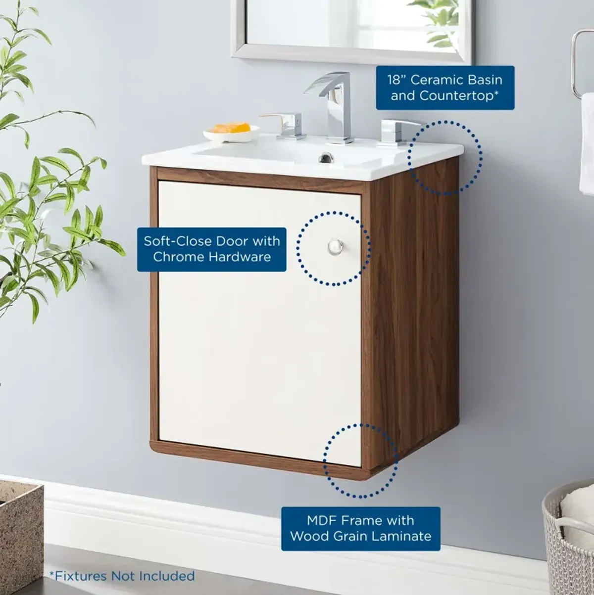 Transmit 18" Wall-Mount Bathroom Vanity