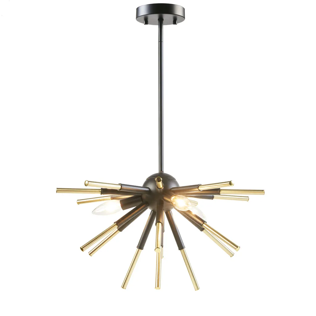 INK+IVY Ely Matte Black /Gold 3-Light Spiked Chandelier