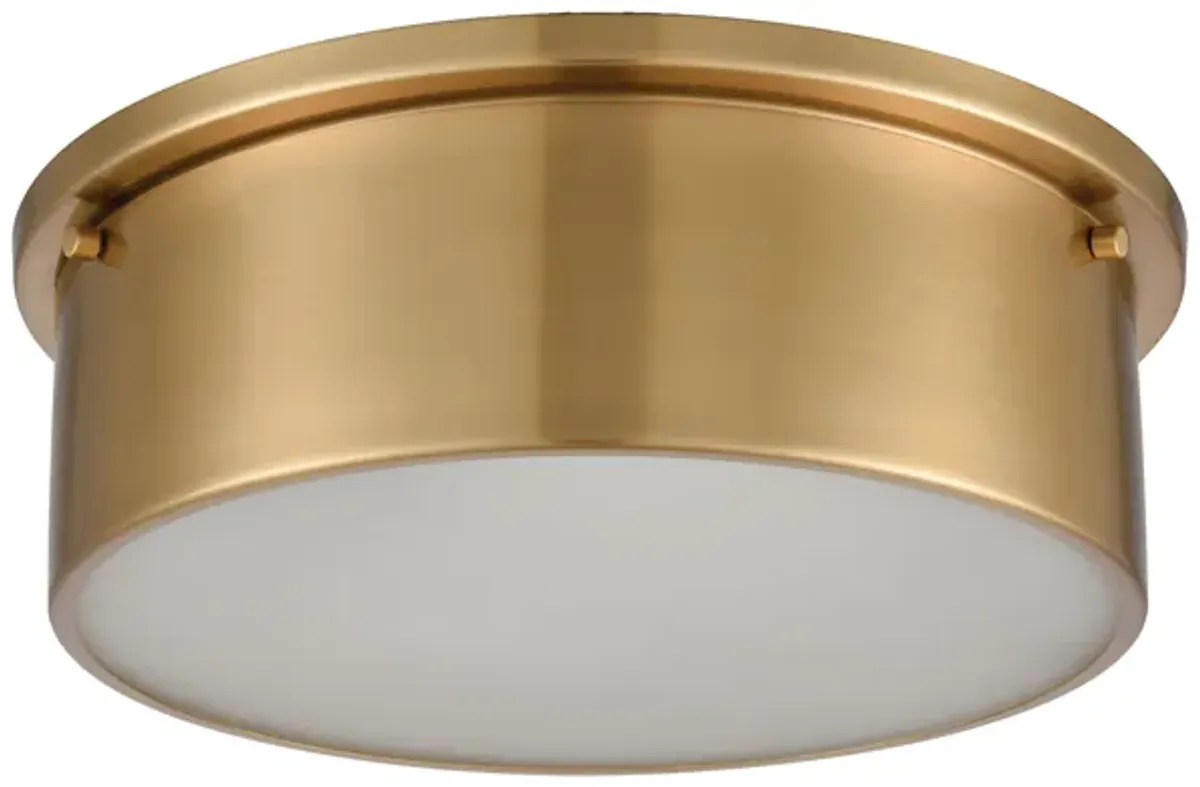 Flushmounts 14" Wide 3-Light Flush Mount - Satin Brass