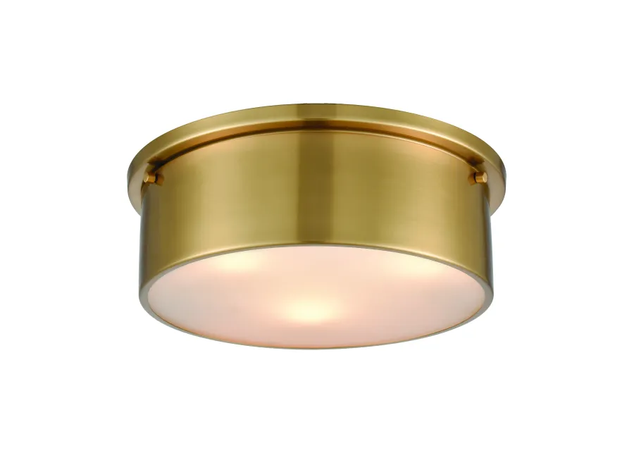 Flushmounts 14" Wide 3-Light Flush Mount - Satin Brass