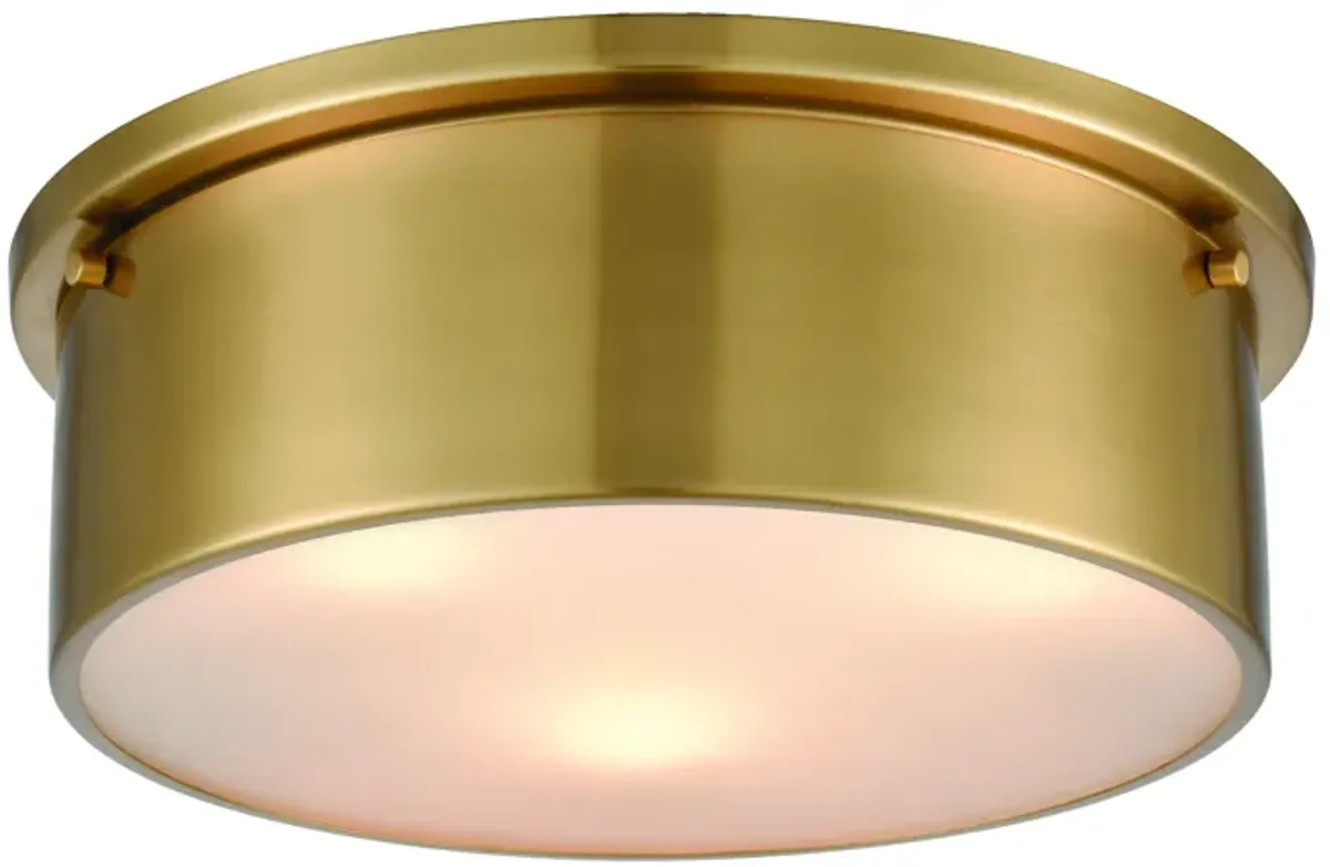 Flushmounts 14" Wide 3-Light Flush Mount - Satin Brass