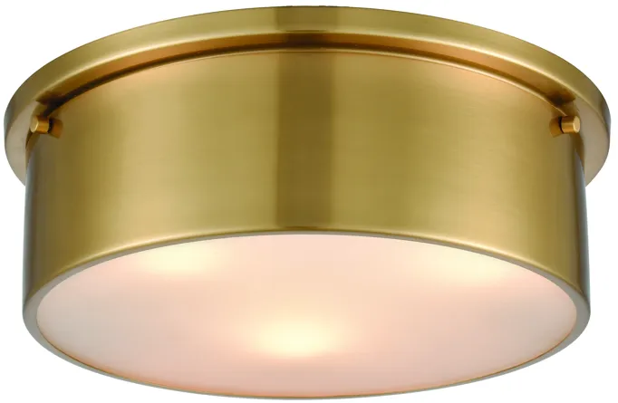 Flushmounts 14" Wide 3-Light Flush Mount - Satin Brass