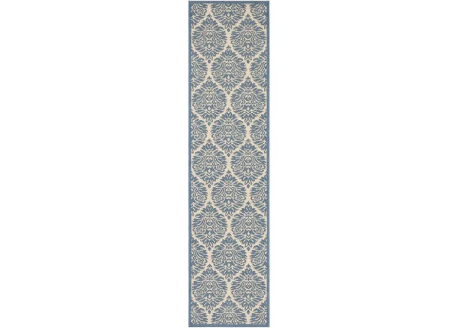 LINDEN 135 Collection LND135N-28 Cream / Blue 2'-2" X 8'