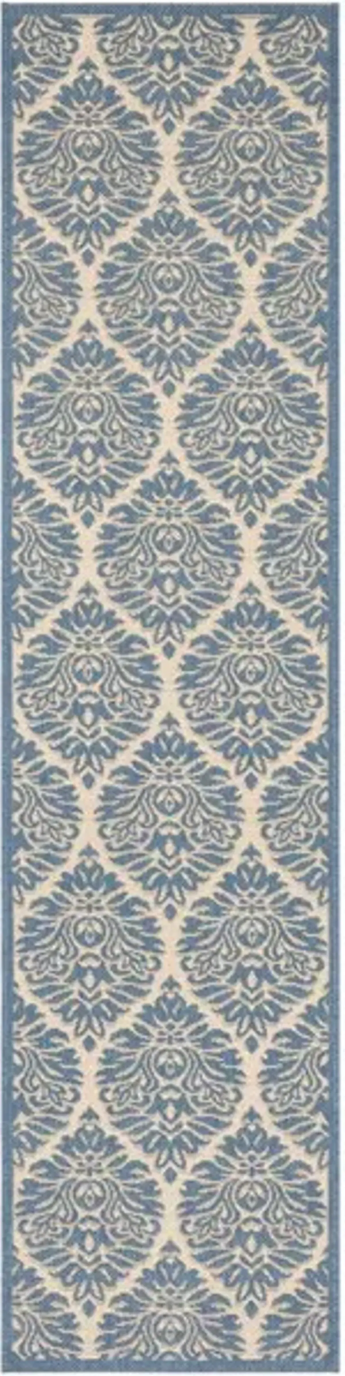 LINDEN 135 Collection LND135N-28 Cream / Blue 2'-2" X 8'