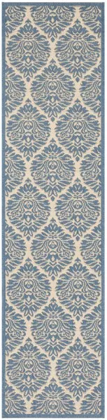 LINDEN 135 Collection LND135N-28 Cream / Blue 2'-2" X 8'