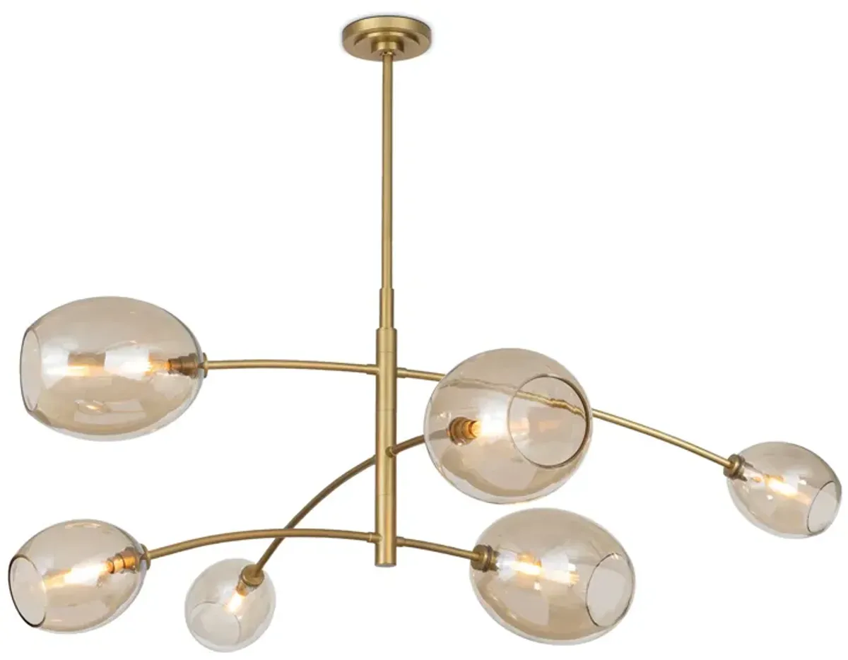 Artemis Chandelier (Natural Brass with Champagne Glass)