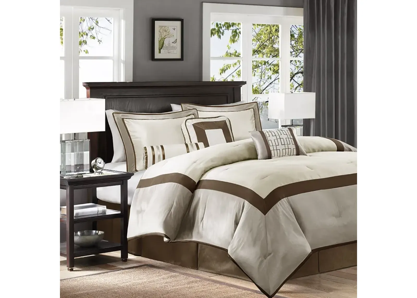 Madison Park Genevieve Taupe/Brown 7 Piece Comforter Set