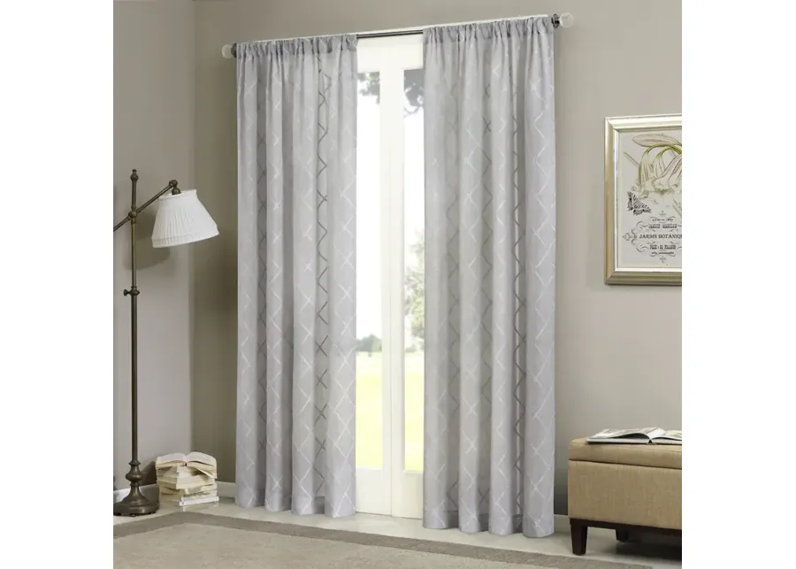 Madison Park Irina Grey Diamond Sheer Window Curtain Panel