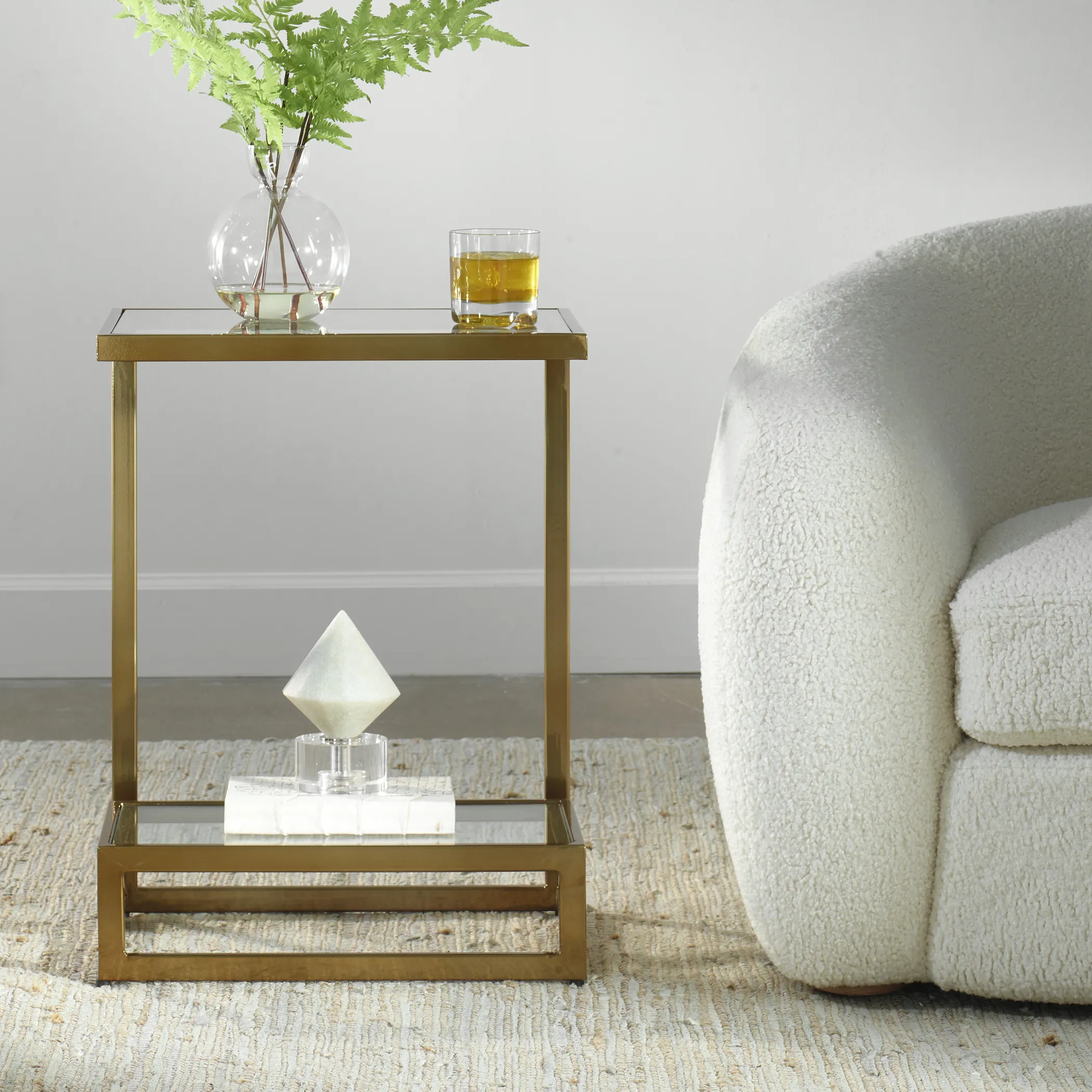 Musing Brushed Brass Accent Table