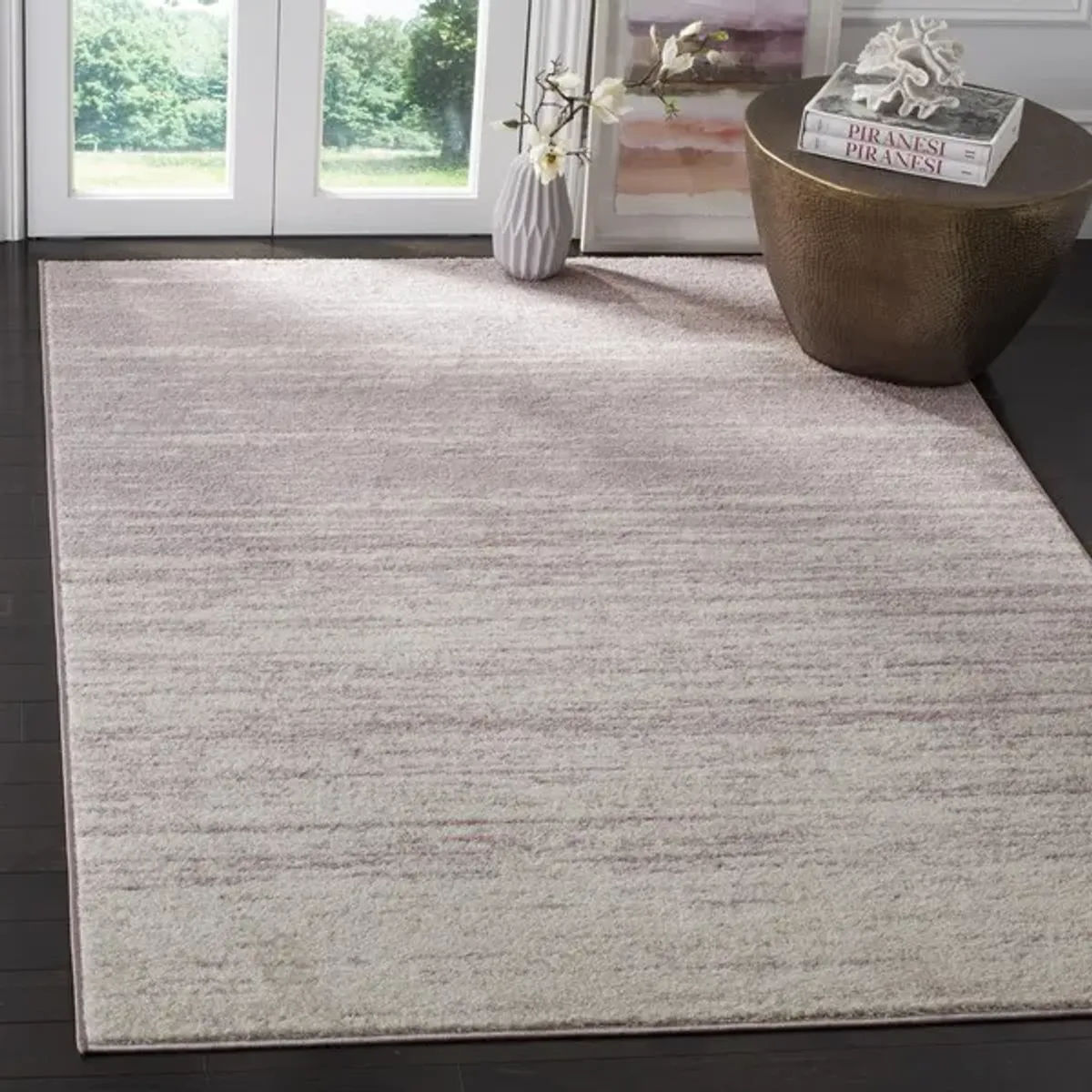 Adirondack Contemporary Cream / Purple 2'-6" X 12' Powerloomed Rug