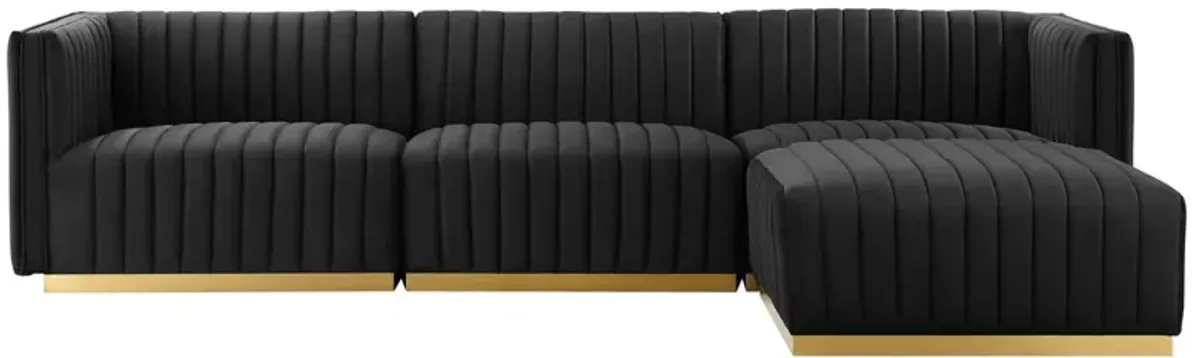 Conjure Channel Tufted Performance Velvet 4-Piece Sectional