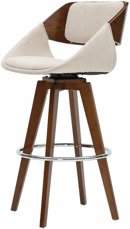 cyprus kd fabric bamboo bar stool, santorini sand/walnut