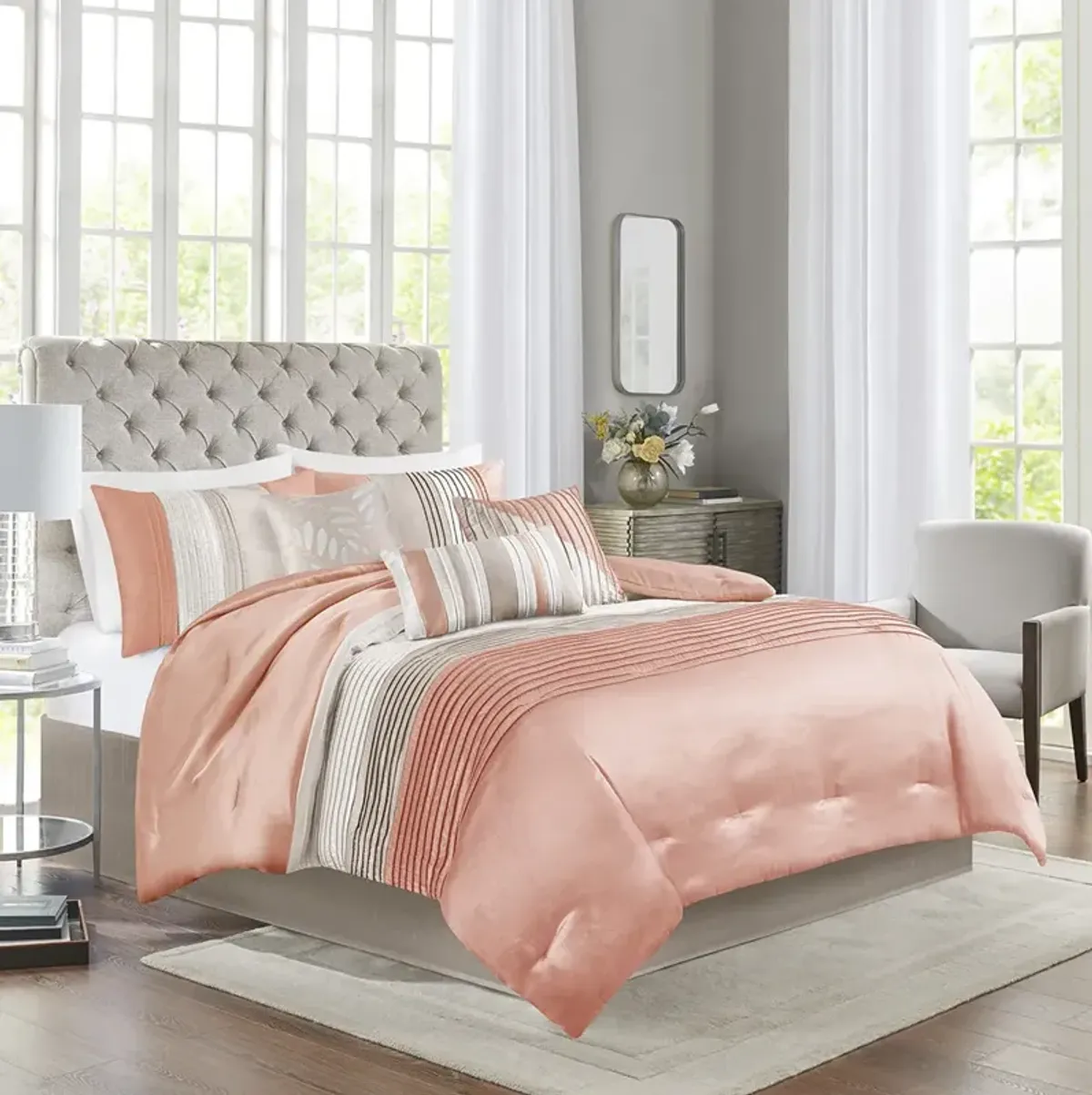 Madison Park Amherst Coral 7 Piece Comforter Set