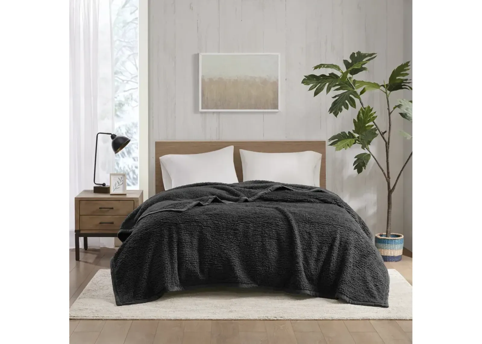 Woolrich Burlington Black Berber Blanket