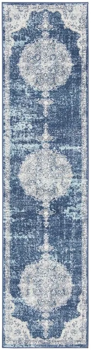 Brentwood 867 Navy / Ivory 2' X 8' Runner Powerloomed Rug