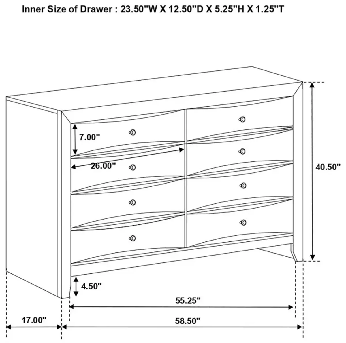 Achilles Rectangular 8-Drawer Dresser