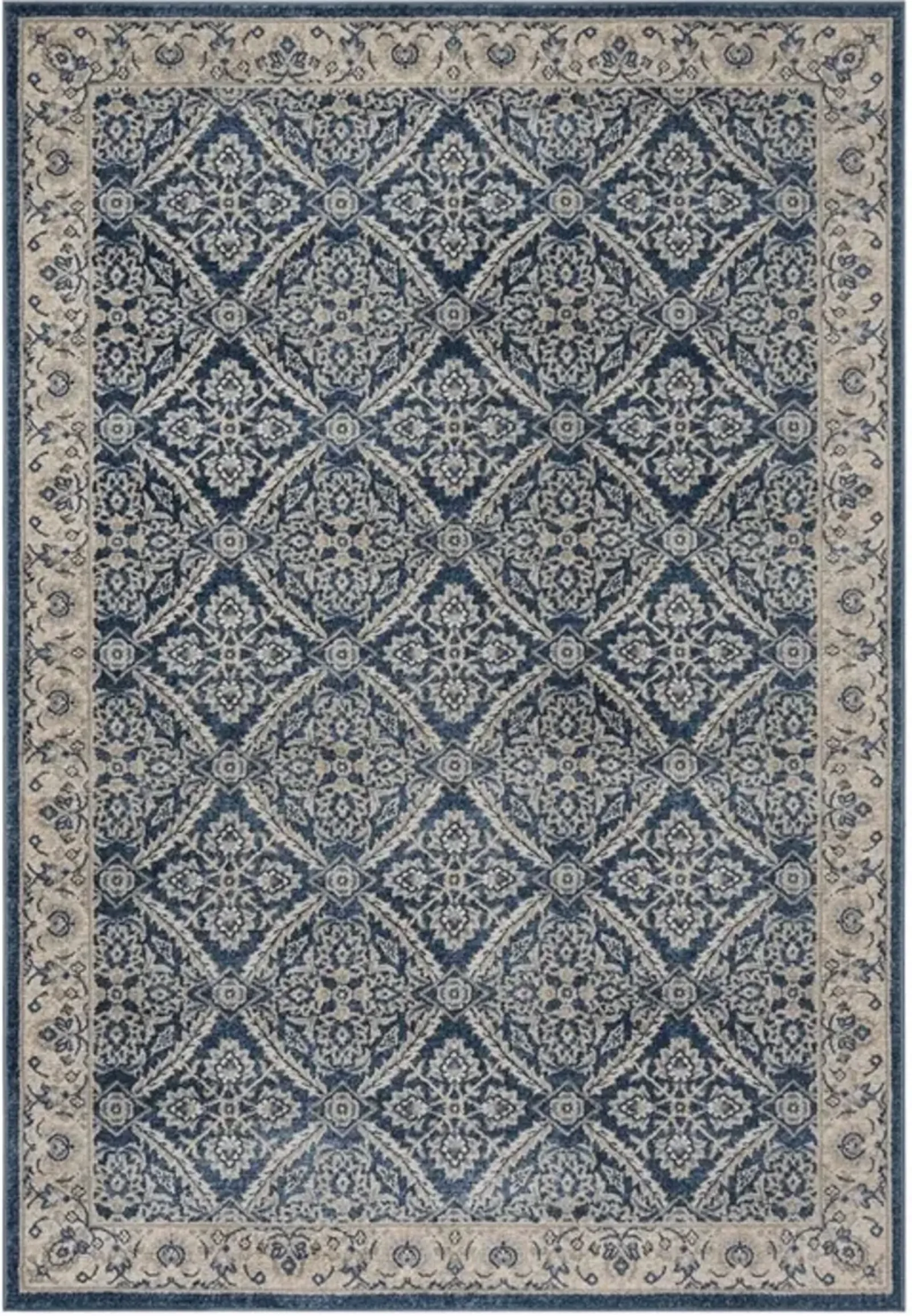 Brentwood 863 Navy / Creme 6' X 9' Medium Rectangle Powerloomed Rug