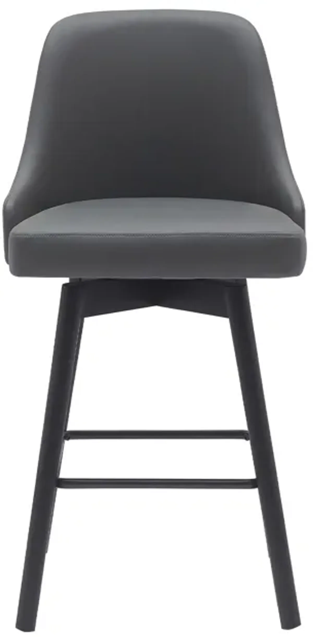 Sicily 26" Swivel Black Wood Counter Stool in Gray Faux Leather