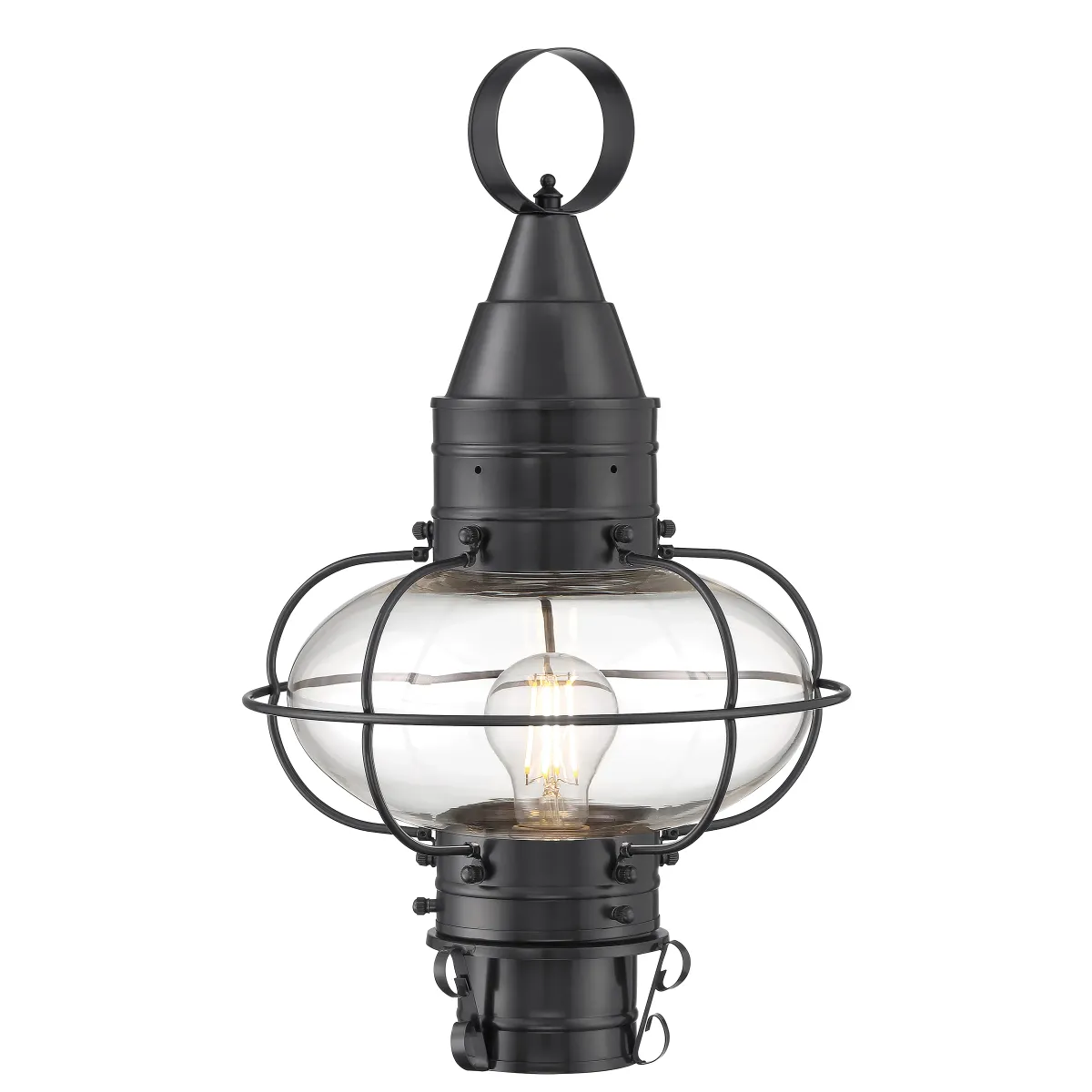 Classic Onion Outdoor Post Light - Gun Metal with Clear Glass