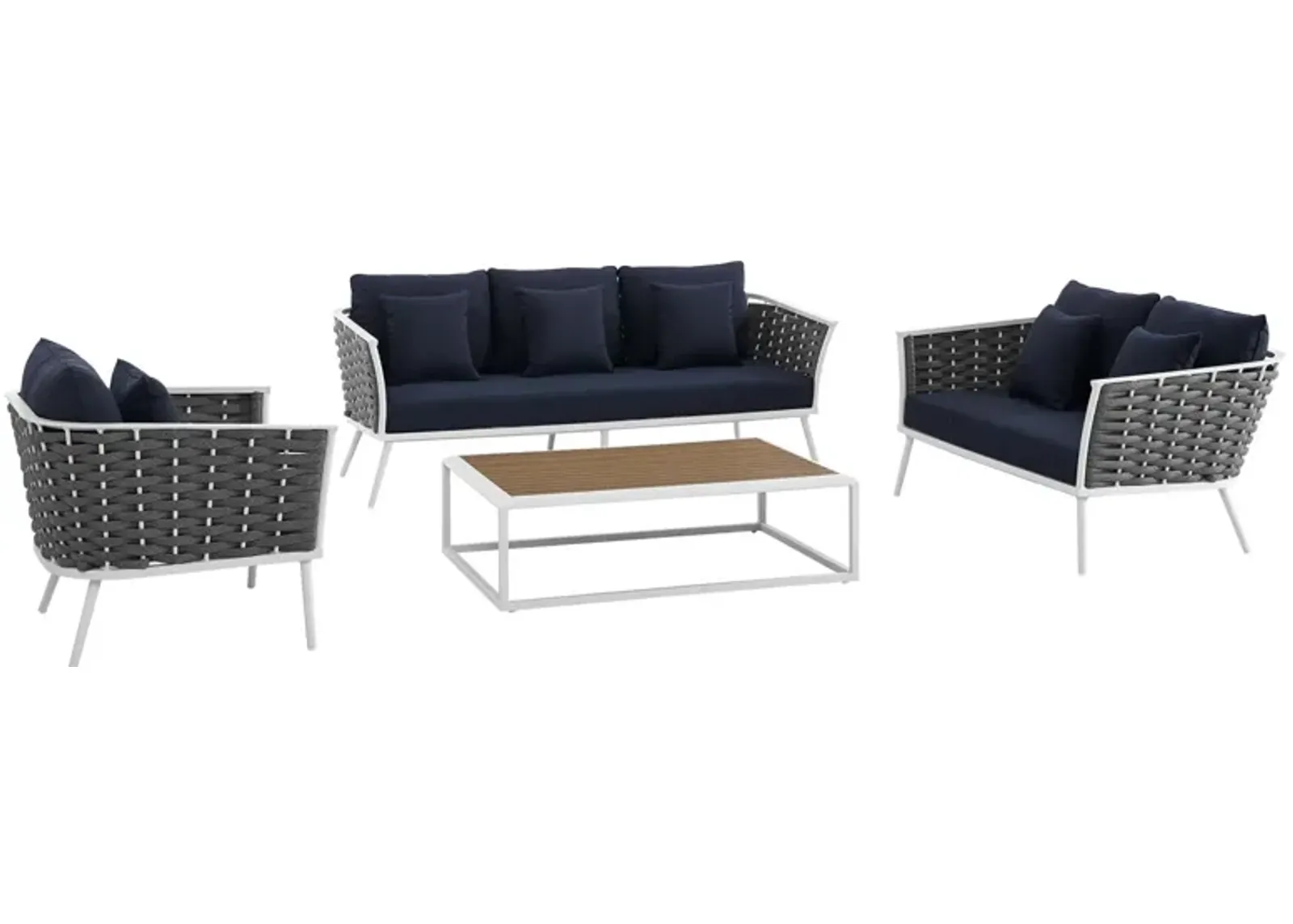 Stance 4 Piece Outdoor Patio Aluminum Sectional Sofa Set