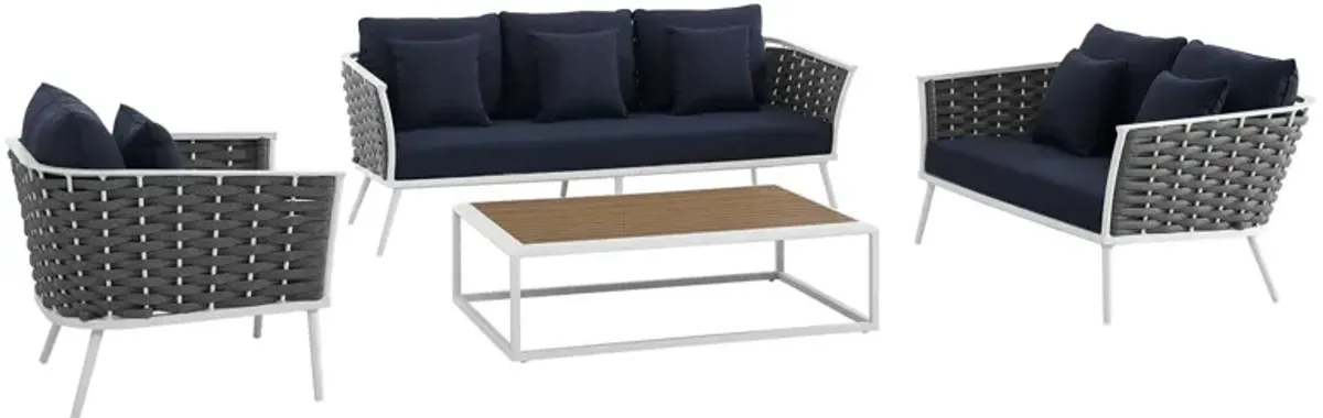 Stance 4 Piece Outdoor Patio Aluminum Sectional Sofa Set