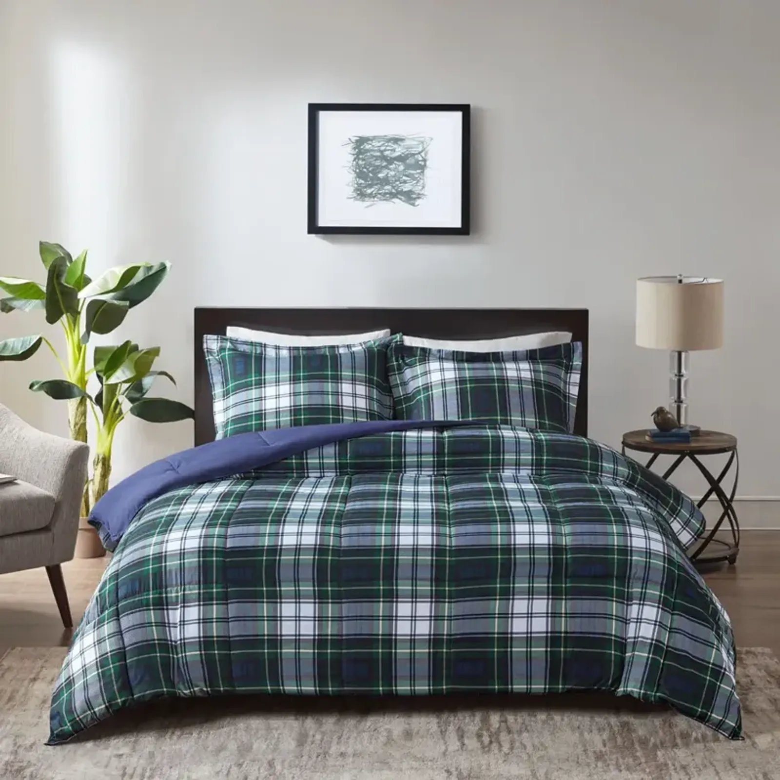 Madison Park Essentials Parkston Navy 3M Scotchgard Down Alternative All Season Comforter Set