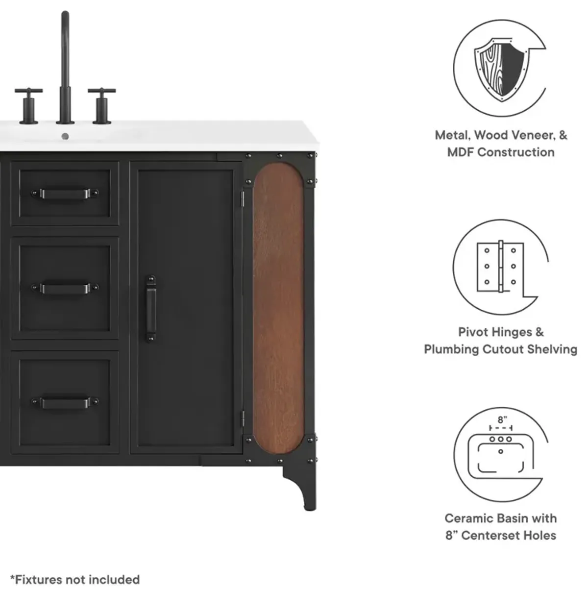 Steamforge 48" Single Sink Bathroom Vanity