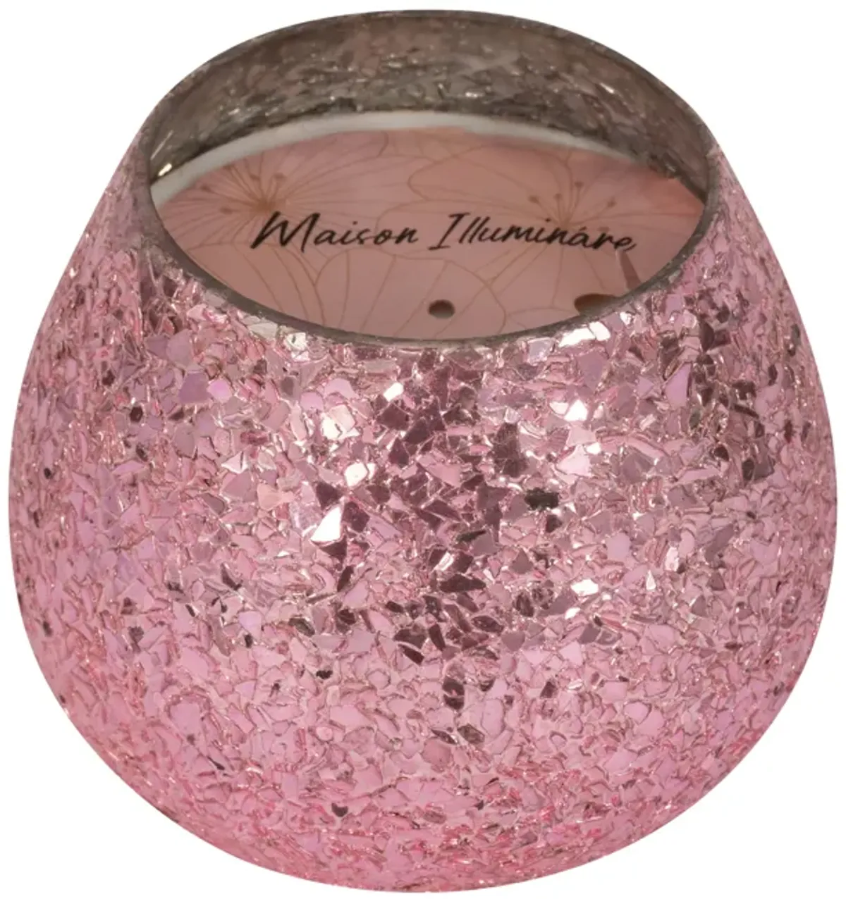 Glass, 5" 17 Oz Crackled Scented Candle, Pink