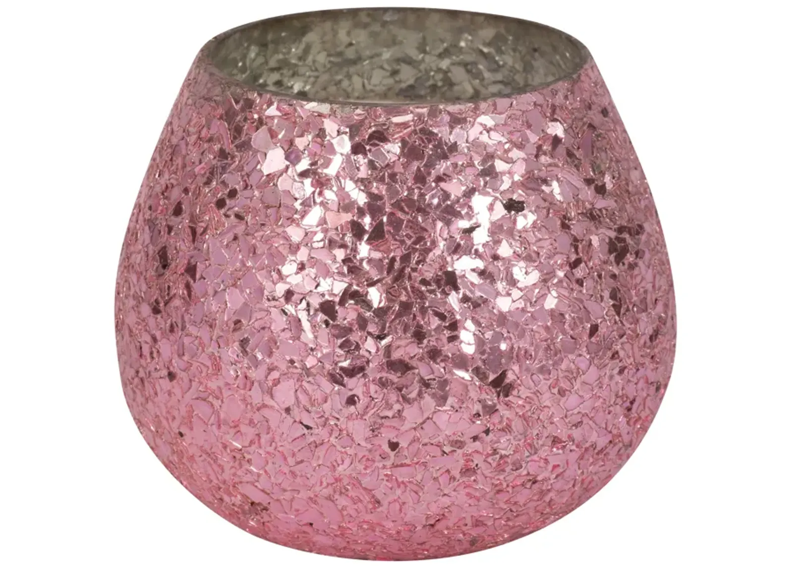 Glass, 5" 17 Oz Crackled Scented Candle, Pink