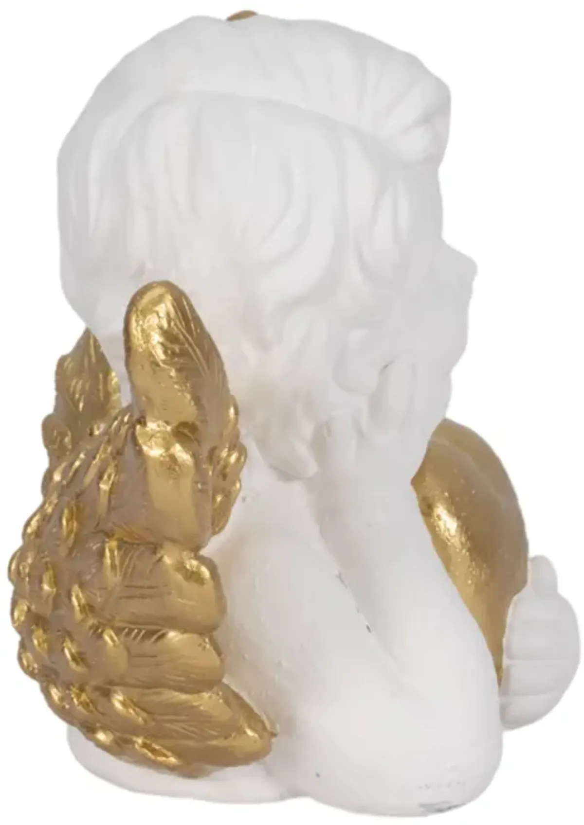 15" Garden Cherub With Heart, White/gold