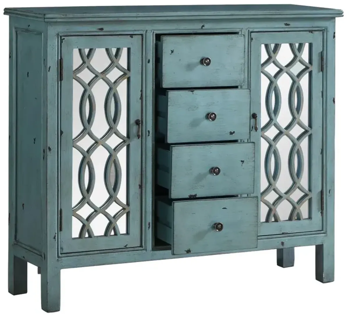 Rue 4-drawer Accent Cabinet Antique Blue