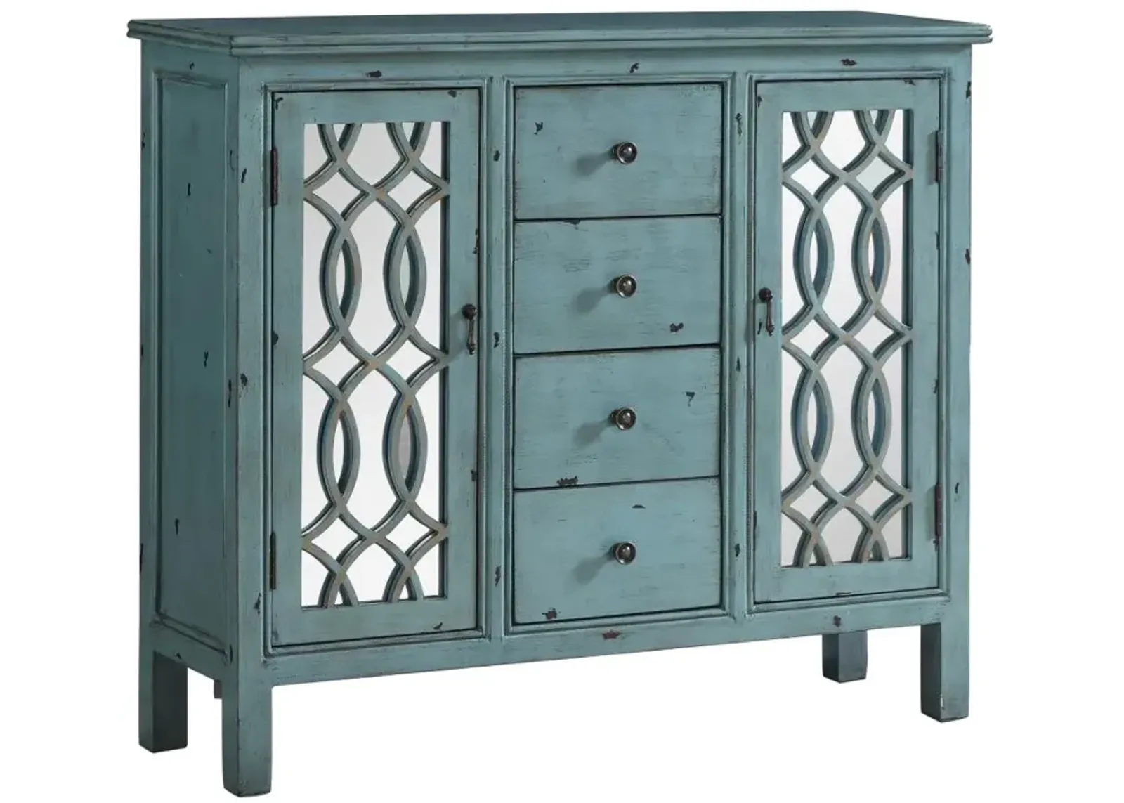 Rue 4-drawer Accent Cabinet Antique Blue