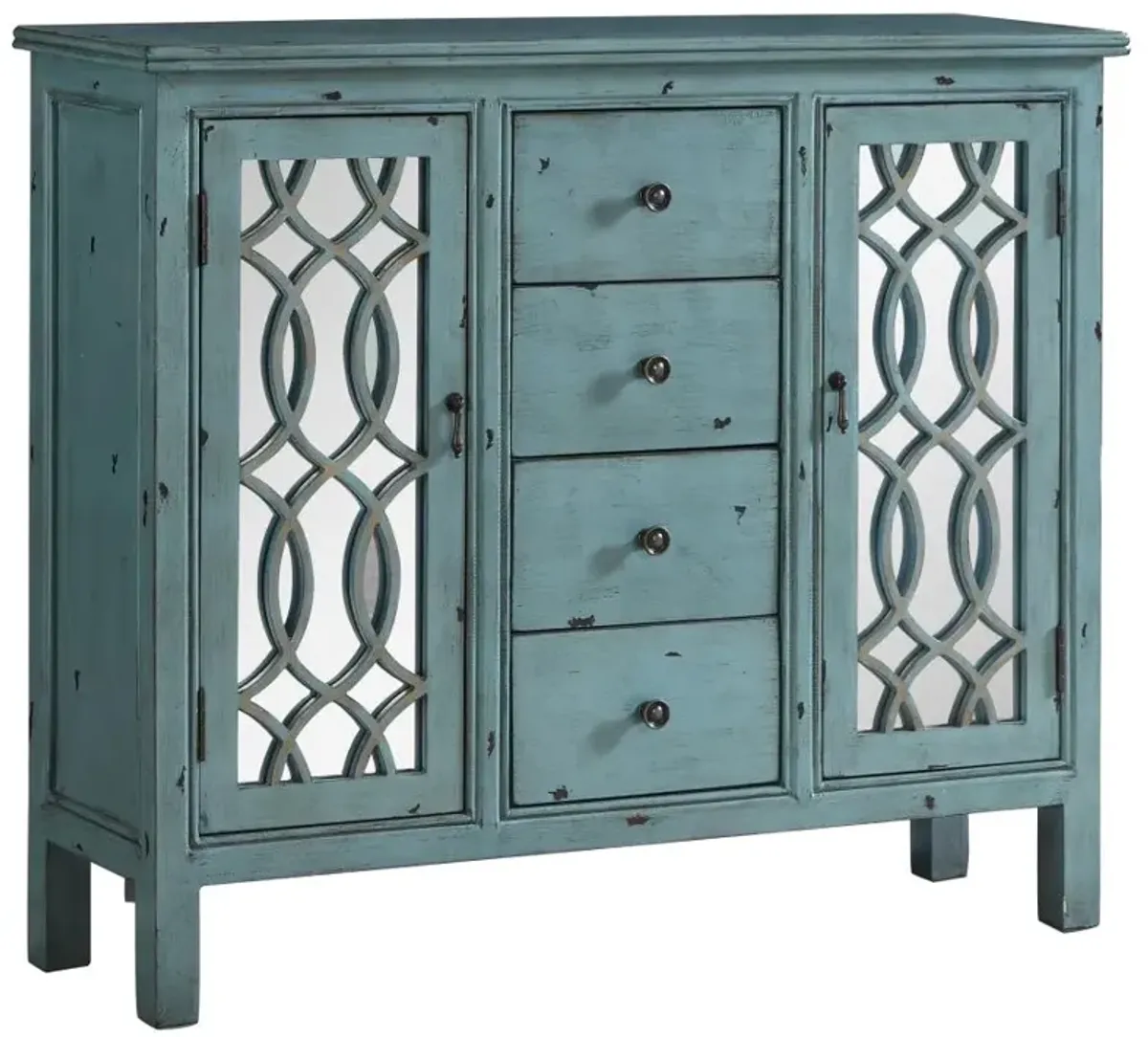 Rue 4-drawer Accent Cabinet Antique Blue