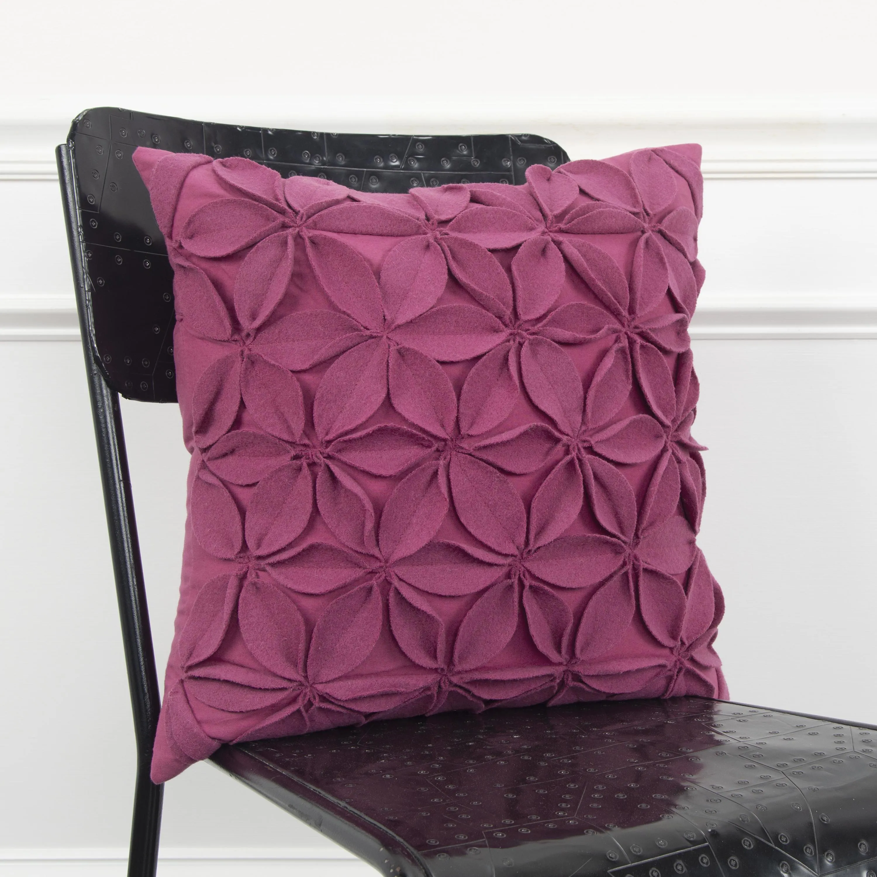 Solid Botanical Petals Magenta Pillow