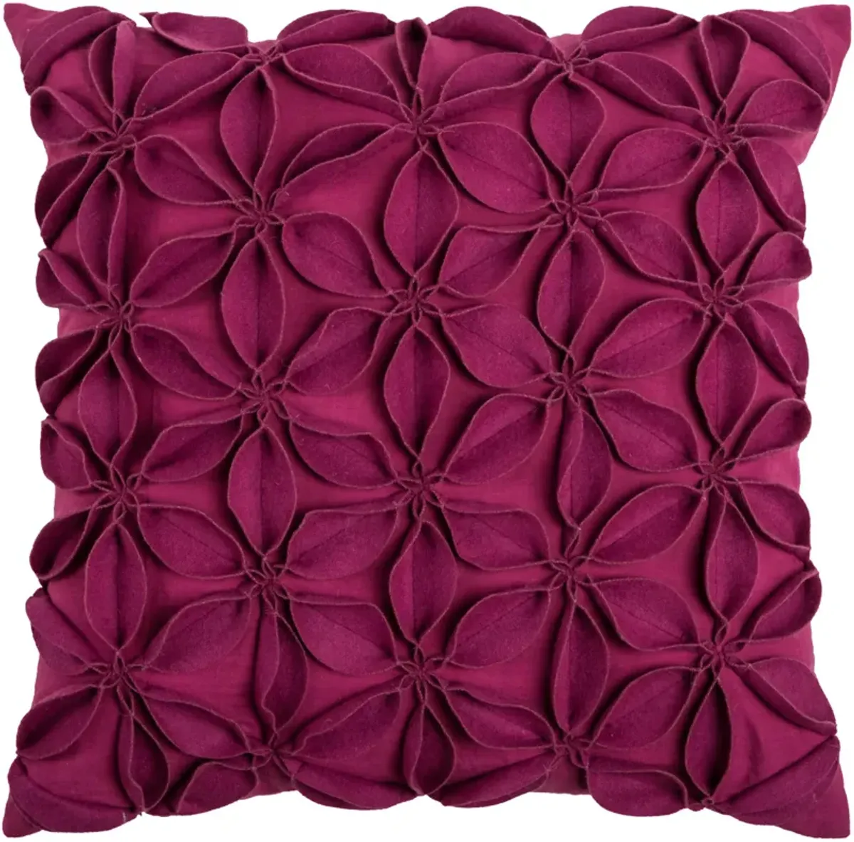 Solid Botanical Petals Magenta Pillow