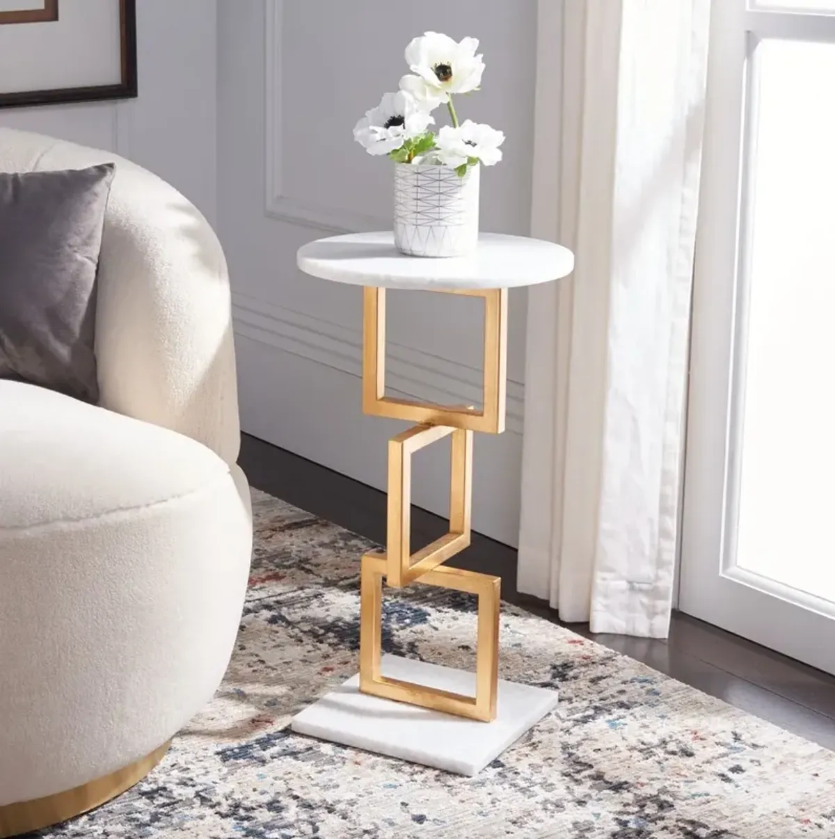 CASSIDY SILVER LEAF ACCENT TABLE