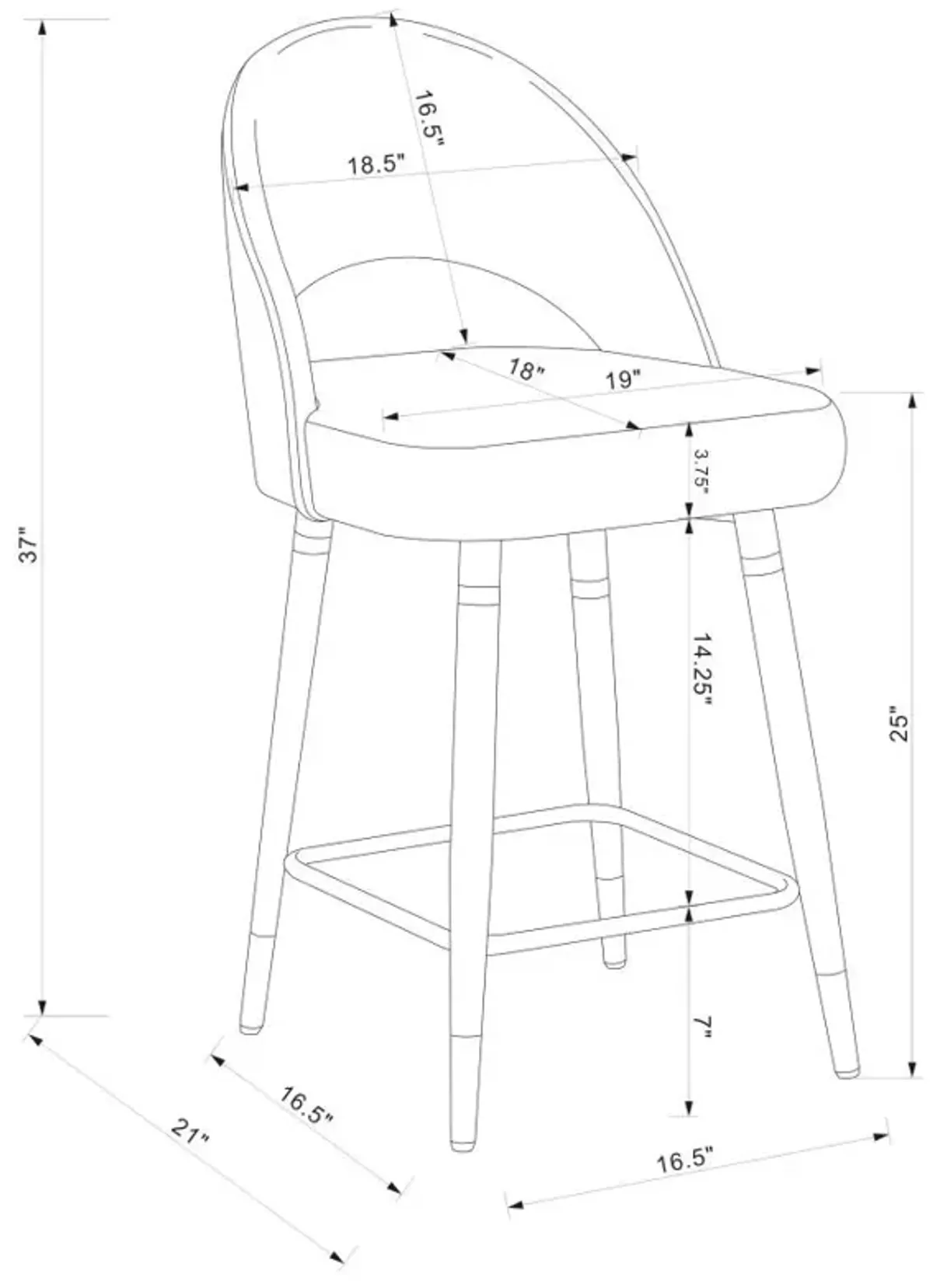 Lindsey Arched Back Upholstered Counter Height Stools Grey (Set of 2)