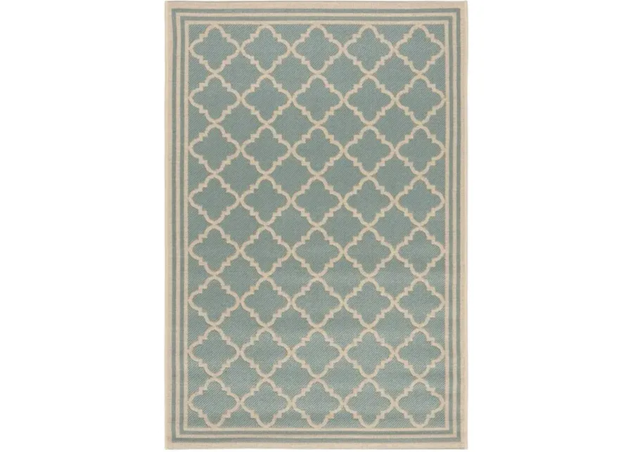 Safavieh BEACH HOUSE Collection BHS121K-6 Aqua / Cream 6'-7" X 9'-2"