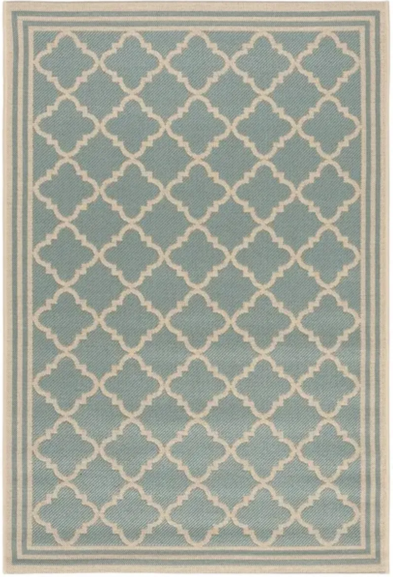 Safavieh BEACH HOUSE Collection BHS121K-6 Aqua / Cream 6'-7" X 9'-2"