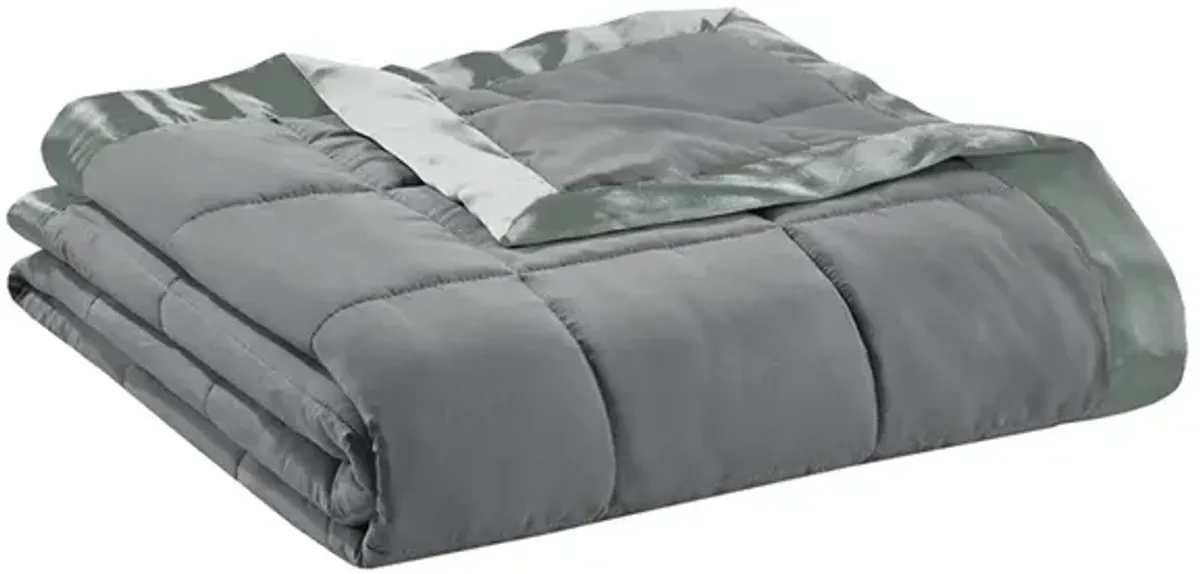 Madison Park Windom Charcoal Lightweight Down Alternative Blanket with Satin Trim