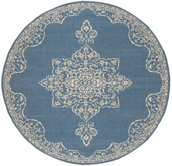 LINDEN 180 Collection LND180N-6R Cream / Blue 6'-7" X 6'-7" Round