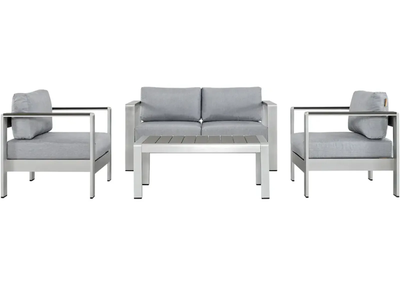 Shore 4 Piece Outdoor Patio Aluminum Sectional Sofa Set