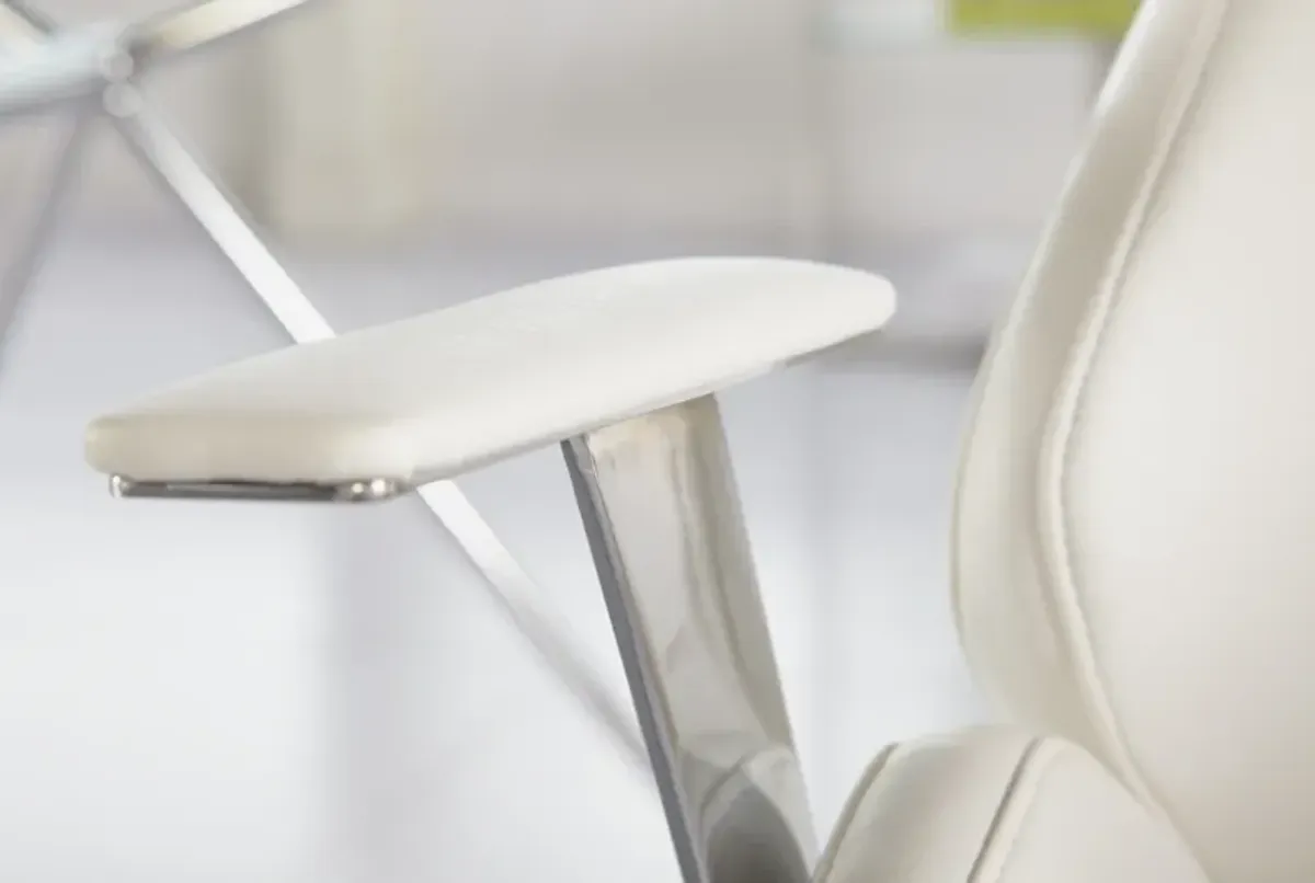 Bergen High Back Office Chair in White with Chromed Steel Base